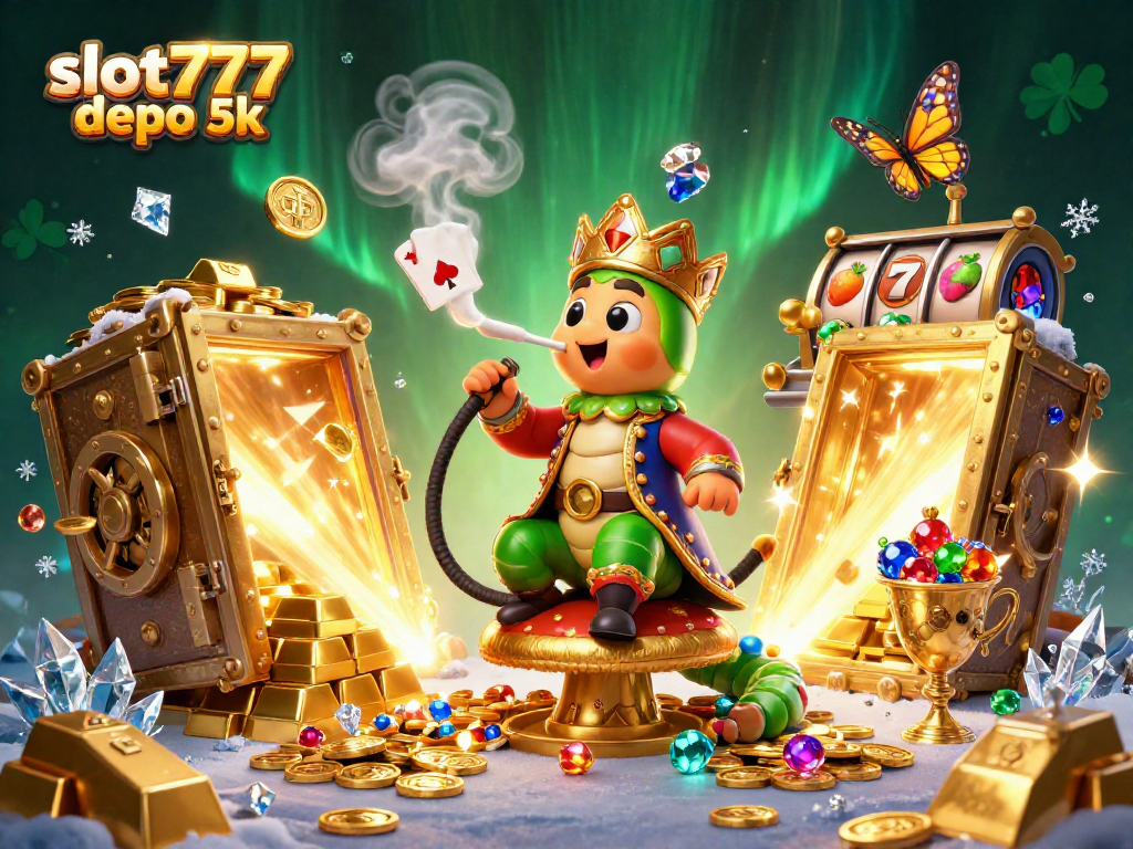 Spin the reels on slot777 depo 5k featuring captivating 3D characters amidst treasure.
