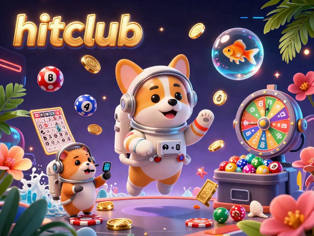 Engage in thrilling games at hitclub with vibrant casino-themed digital illustration.