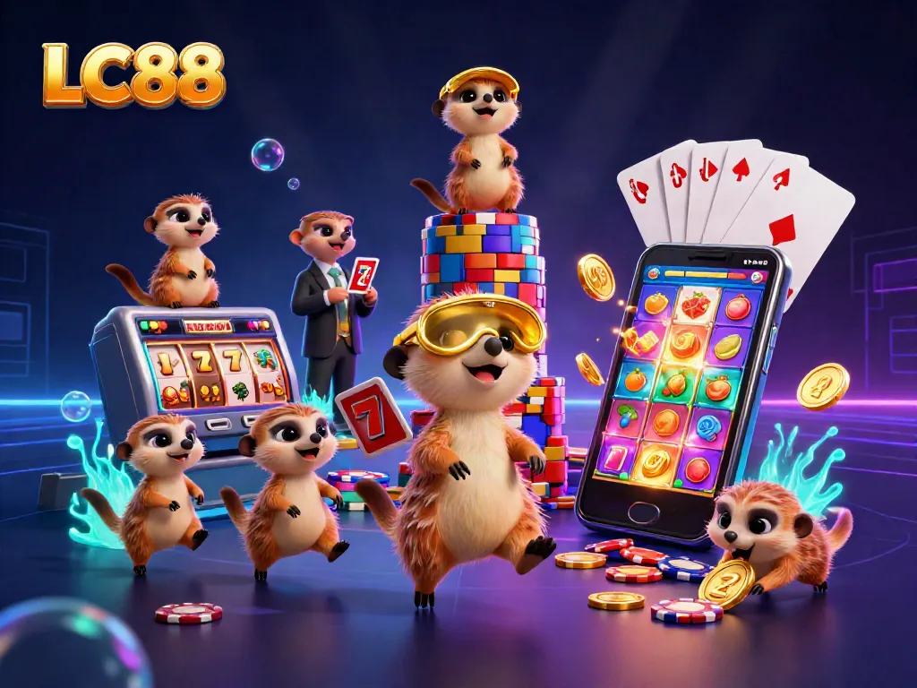 LC88 captures colorful slot game excitement with meerkats managing a casino operation.