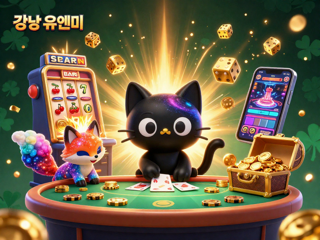 강남 유앤미에서 독특한 경험을 즐겨보세요! 우주 테마의 슬롯 머신과 화려한 잭팟이 가득합니다.