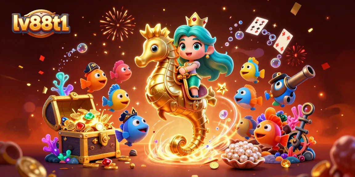 A vibrant scene of luck and winnings at lv88t1 featuring a mermaid princess and dynamic casino elements in 3D.
