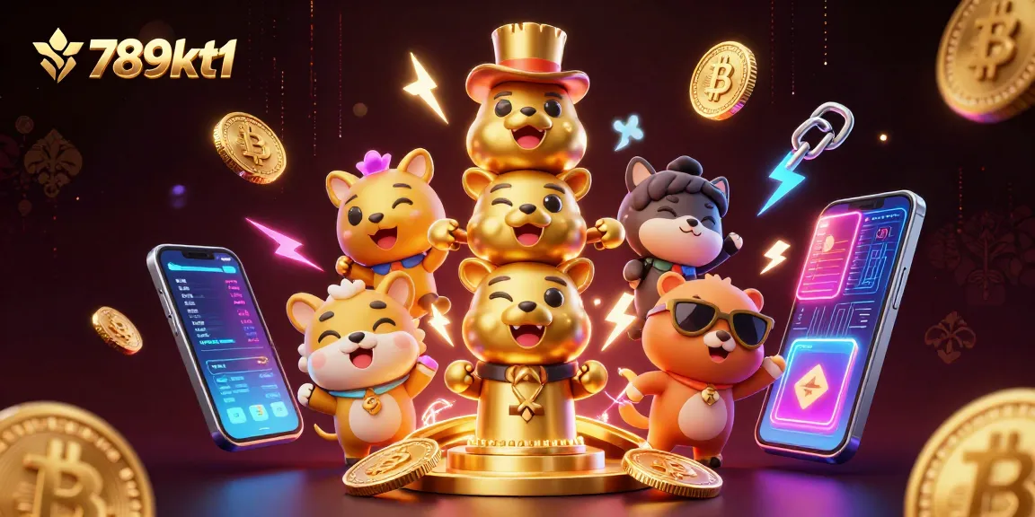 Engage with vibrant gameplay on 789kt1, showcasing animated totem poles and crypto coins.