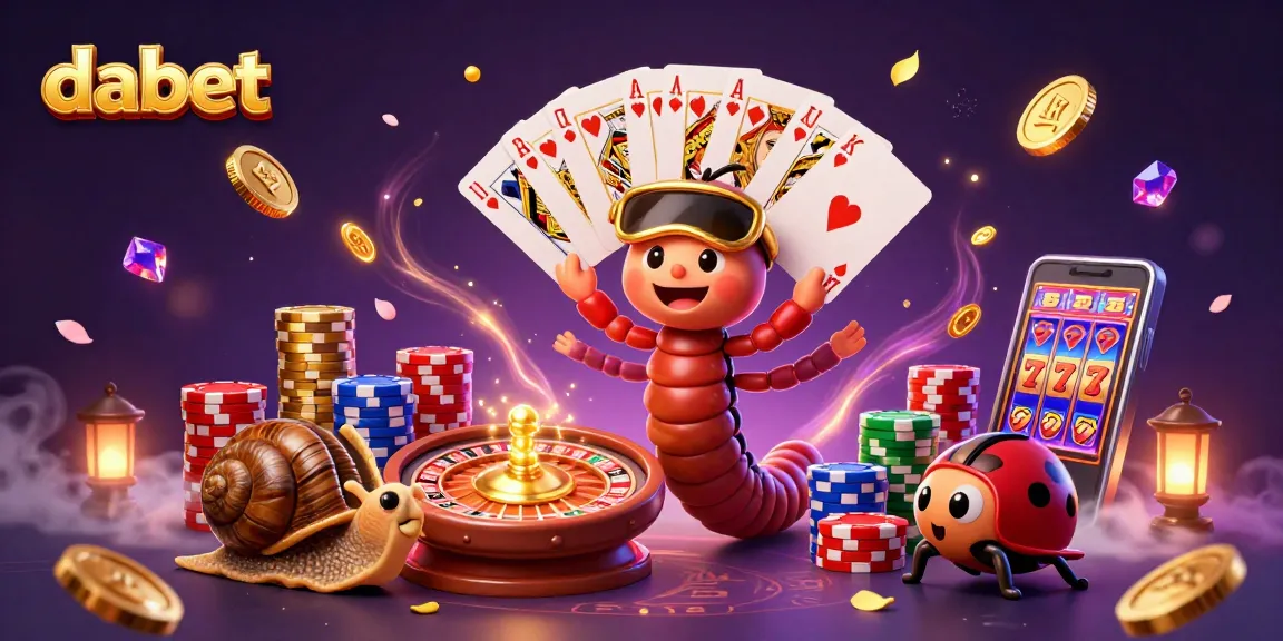 Dabet features an exciting 3D casino scene with a millipede dealer and vibrant gaming elements