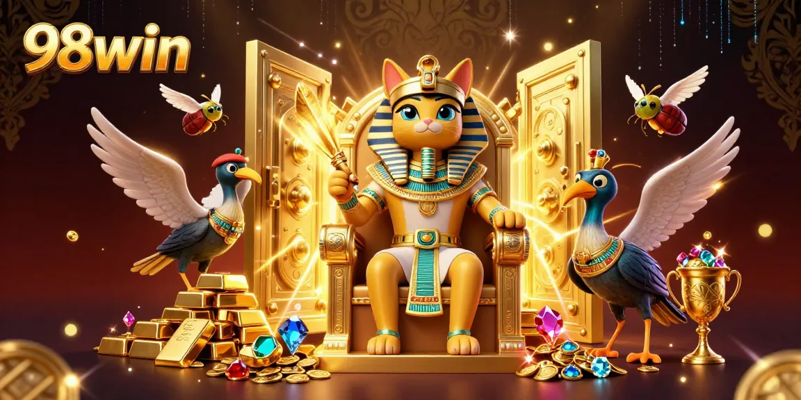 Experience thrilling gameplay at 98win with captivating 3D casino characters and dynamic treasure elements.