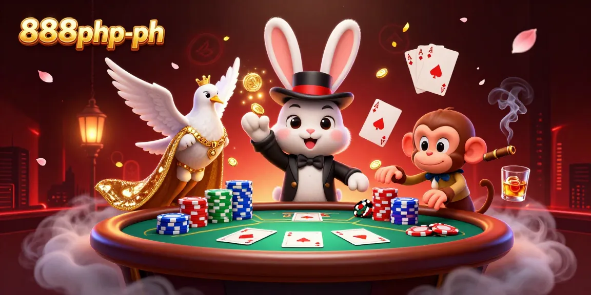 Win big on 888php-ph with our vibrant casino illustration featuring a magical scene with poker chips and games!