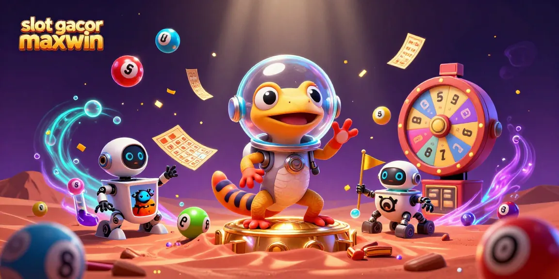 Play to win big with slot gacor maxwin, featuring a cartoon Martian greeter in a vibrant casino setting.
