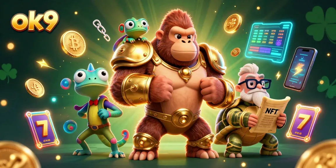 Engage with ok9's thrilling casino experience, featuring colorful characters and vibrant gambling elements.